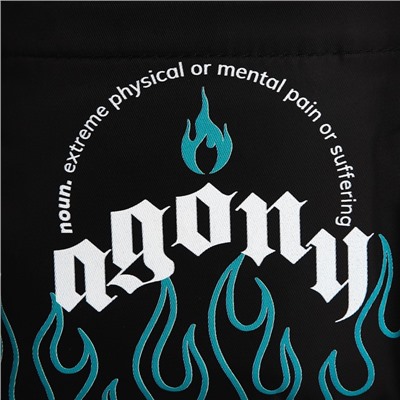 Сумка молодёжная на длинном ремне Agony, 20×15×3 см, отдел на молнии, чёрная