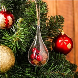 Елочная игрушка с природным декором «Капля с шишками»