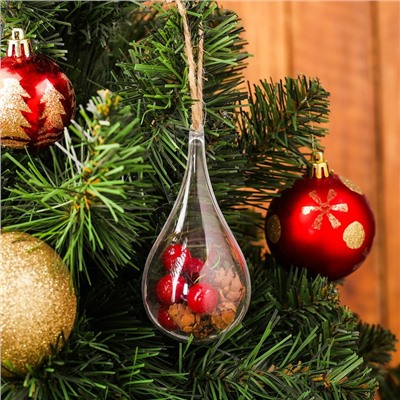 Елочная игрушка с природным декором «Капля с шишками»