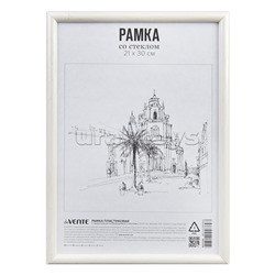 Рамка пластиковая 21x30 см, формат A4, серия 1, акриловое стекло, задняя панель - переплетный картон, с креплением для подвеса, под березу, в термоусадочной пленке
