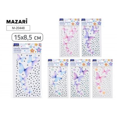Наклейки-стразы пластиковые 15х8,5 см, 6 дизайнов M-20448 Mazari