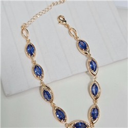 Браслет на руку ювелирная бижутерия коллекция "Дубай", вставка: фианиты, цвет: синий, арт.414.095