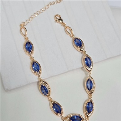 Браслет на руку ювелирная бижутерия коллекция "Дубай", вставка: фианиты, цвет: синий, арт.414.095