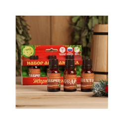 Новогодний набор эфирных масел «Жаркой баньки!», пихта, кедр и чабрец, 3 шт. по 15 мл