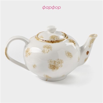 Заварочный чайник Доляна Organic Gold, 650 мл, фарфор, белый