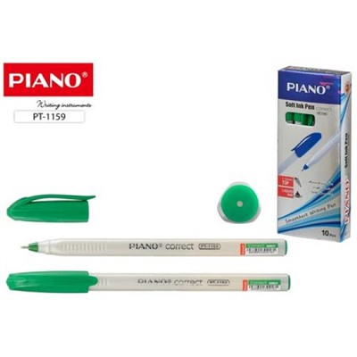 Ручка шариковая масляная 0.7мм PT-1159-10/зел "PIANO correct" зеленая трехгранный корпус Piano