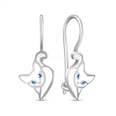 Серьги детские из серебра с эмалью родированные - Кошки 925 пробы 5061эр2