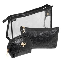 Kristaller Набор косметичек Embossing circle 3 in 1, чёрный 25088