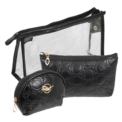 Kristaller Набор косметичек Embossing circle 3 in 1, чёрный 25088