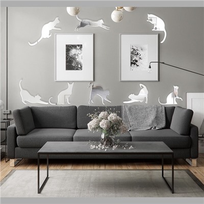 Зеркало настенное «Котики», акриловое, 8 шт., разный размер