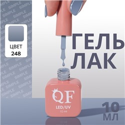 Гель лак для ногтей, однотонный, трехфазный, 10 мл, LED/UV, серый (248)