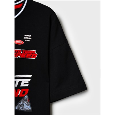 Комплект трикотажный для девочек: фуфайка (футболка), шорты