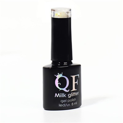 Гель лак для ногтей, «MILK GLITTER», трехфазный, 8 мл, LED/UV, прозрачный (04)
