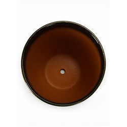 Горшок для цветов «Мираж», керамический, с поддоном, 5 л, коричневый с золотыми полосками