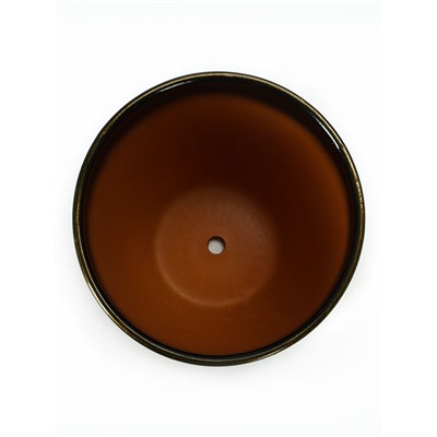 Горшок для цветов «Мираж», керамический, с поддоном, 5 л, коричневый с золотыми полосками