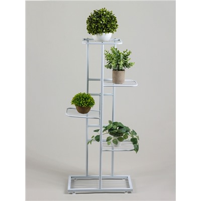 Подставка для цветов Greengo, 5 полок, 44×22×95 см, напольная, металл, белая