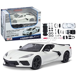 DIY машинка с отверткой die-cast 2020 Chevrolet Corvette Stingray Coupe Z51, 1:24, белая