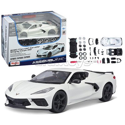 DIY машинка с отверткой die-cast 2020 Chevrolet Corvette Stingray Coupe Z51, 1:24, белая
