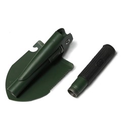 Лопата туристическая, L = 41 см, складная, пилка, металлический черенок с прорезиненной рукоятью, Greengo