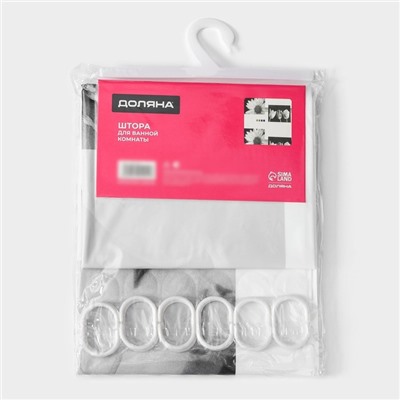 Штора для ванной Доляна «Белые цветы», 180×180 см, EVA