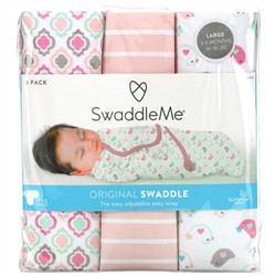 Summer Infant, SwaddleMe, оригинальная пеленка, большая, 3 шт. в упаковке
