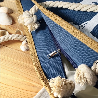 Сумка пляжная на молнии 50х40х24 см синий / BB14 /уп 1/