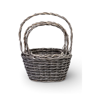 Корзина плетёная для хранения Penelope, ива, овальная, серая, набор 3 шт.