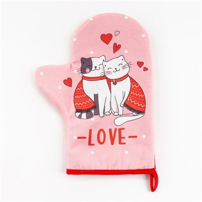 Варежка-прихватка «LOVE» 20×28 см, саржа, 100% хлопок, ватин 250 г/м²