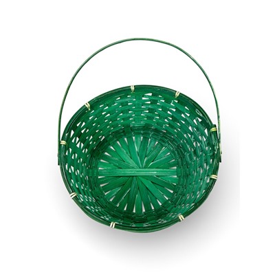 Корзина плетёная для хранения, 26×26×12 см, ручка h=21 см, бамбуковая, зелёная