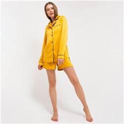 Пижама женская (рубашка, шорты) MINAKU: Light touch, золотая, размер 48