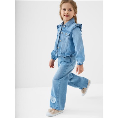 Брюки текстильные джинсовые для девочек