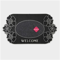 Коврик придверный Доляна Welcome, цветы, 41.5×75 см
