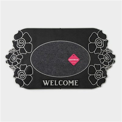 Коврик придверный Доляна Welcome, цветы, 41.5×75 см