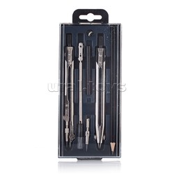 Набор чертежный "Техника" (08 предметов) никелированный, в пластиковом футляре с блистерным подвесом