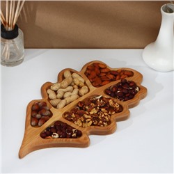 Менажница деревянная авторская Adelica «Дубовый лист», 35×20×1.8 см, пропитана минеральным маслом, берёза