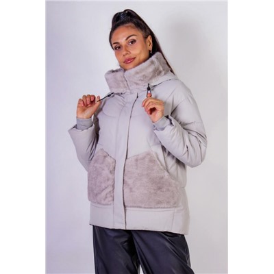 Зимняя куртка с капюшоном Меховая отделка арт.631 (Серый)