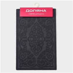 Коврик влаговпитывающий придверный без окантовки Доляна «Восточная сказка», 40×60 см, серый