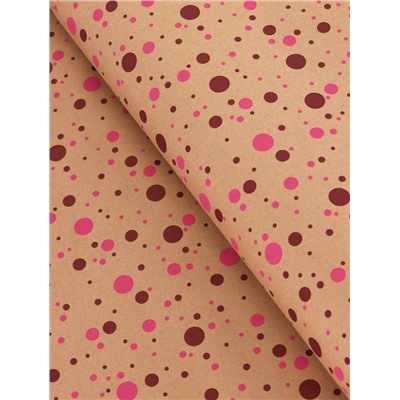 Крафт бумага «Конфетти» розовый/бордовый на коричневом фоне, 0.72×10±5% м, 60 г