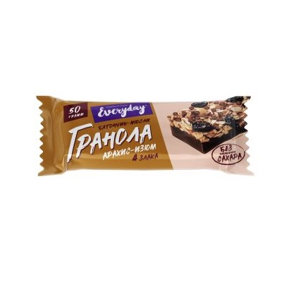EVERYDAY Батончик-мюсли глазированный ГРАНОЛА АРАХИС-ИЗЮМ 50г
