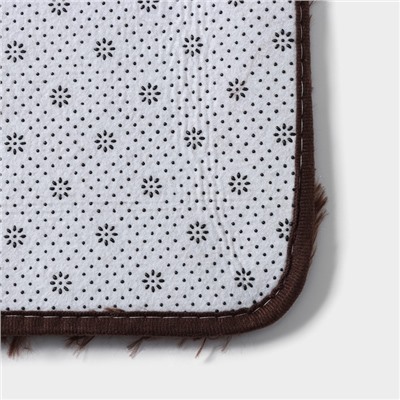 Коврики для ванной и туалета Доляна «Пушистик», 2 шт., 38×49 см, 49×79 см, коричневые