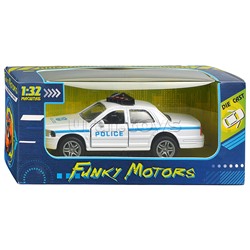 Белая инерционная служебная машинка Купе die-cast,1:32, открывающиеся двери