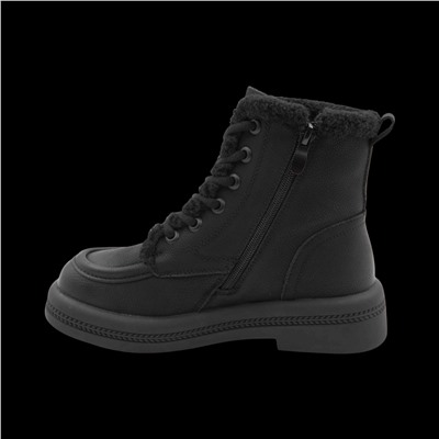 Ботинки из натуральной кожи на меху P-ML01-1 черные