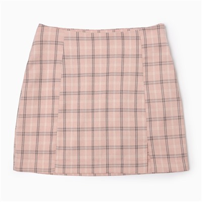 Юбка мини женская MINAKU: Casual Collection, клетка розовая, размер 46