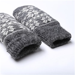 Варежки женские шерстяные, цвет серый, размер 20-22