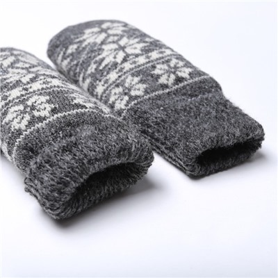 Варежки женские шерстяные, цвет серый, размер 20-22