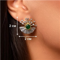 Серьги ювелирная бижутерия Итальянское золото (покрытие желтое 14к), вставка: фианиты, цвет: зеленый и прозрачный, арт.313.371