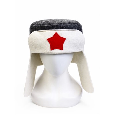 Шапка для бани и сауны, комбинированная «Ушанка», шерсть, полиэстер «Добропаровъ»