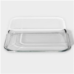 Контейнер для еды из жаропрочного стекла Доляна «Клик», 620 мл, 18×14×6.5 см, с крышкой
