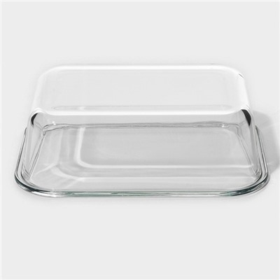 Контейнер для еды из жаропрочного стекла Доляна «Клик», 620 мл, 18×14×6.5 см, с крышкой