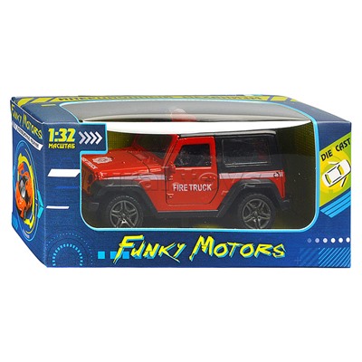 Красная инерционная служебная машинка Джип die-cast,1:32, открывающиеся двери